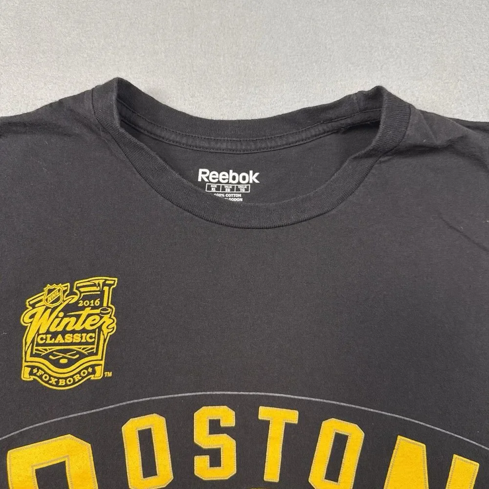 Reebok Boston Bruins 2016 Winter Classic Foxboro T-Shirt Men’s XL Black NHL